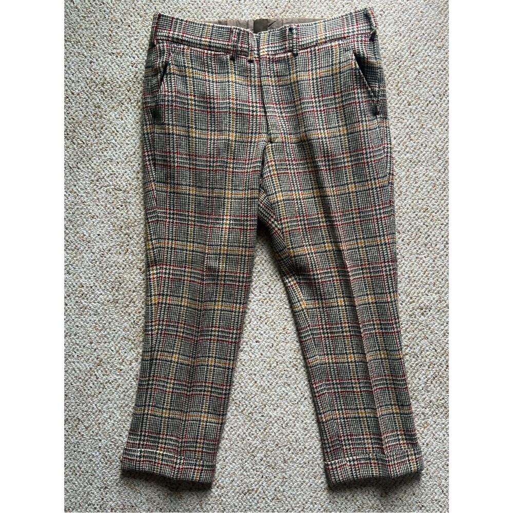 RARE Vintage 1960s Brooks Brothers Plaid Wool Tweed ~34 waist USA Union Made